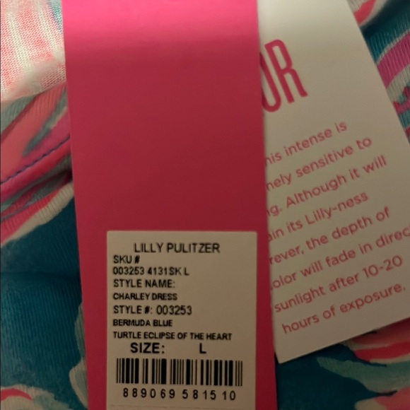 Lilly Pulitzer Pink and Blue Sheath Dress with Raglan Sleeves Charley dress SZ L - Picture 3 of 5